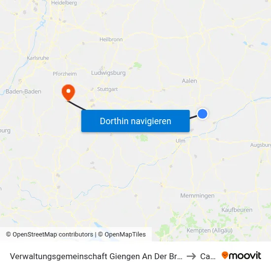 Verwaltungsgemeinschaft Giengen An Der Brenz to Calw map