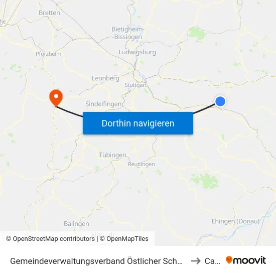 Gemeindeverwaltungsverband Östlicher Schurwald to Calw map