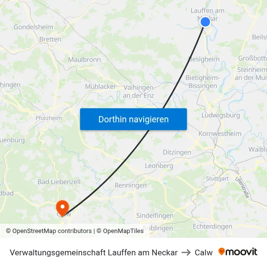 Verwaltungsgemeinschaft Lauffen am Neckar to Calw map