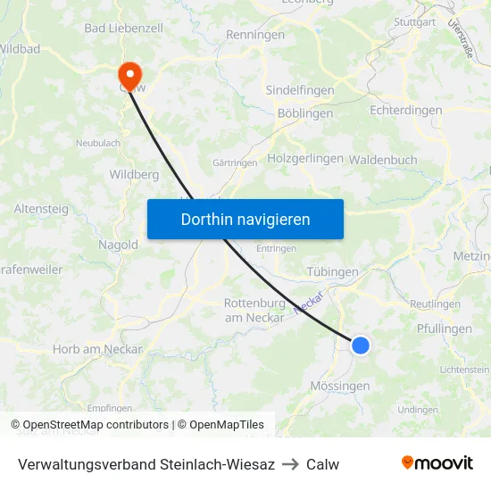 Verwaltungsverband Steinlach-Wiesaz to Calw map