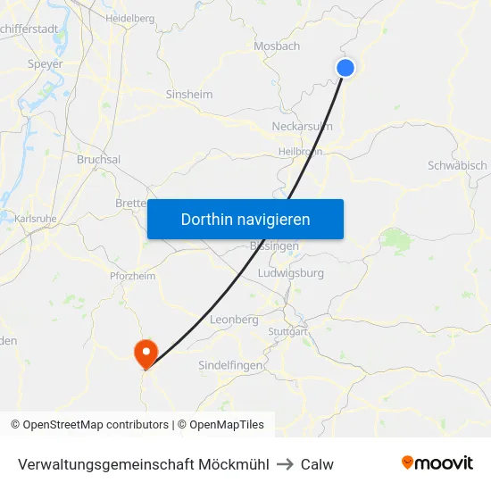 Verwaltungsgemeinschaft Möckmühl to Calw map