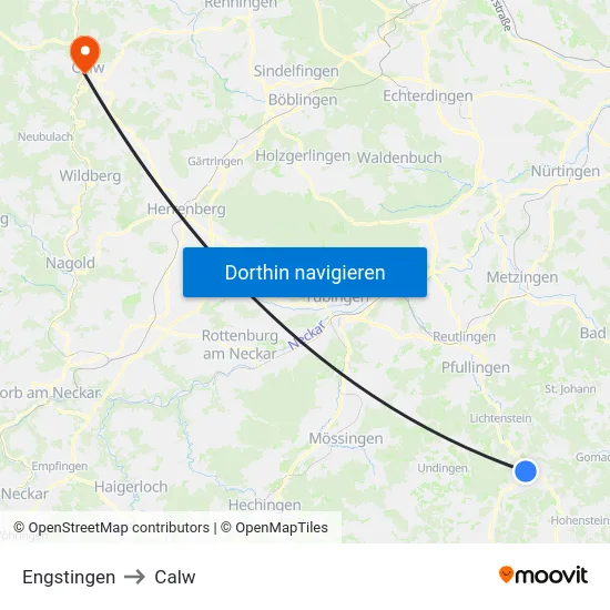 Engstingen to Calw map