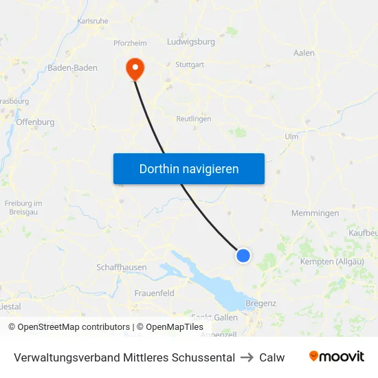 Verwaltungsverband Mittleres Schussental to Calw map