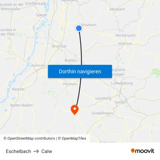 Eschelbach to Calw map
