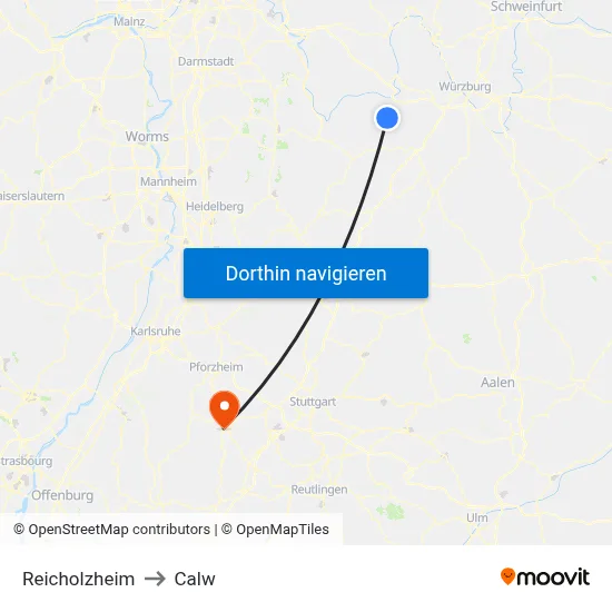 Reicholzheim to Calw map