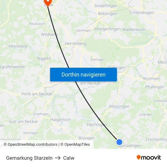 Gemarkung Starzeln to Calw map