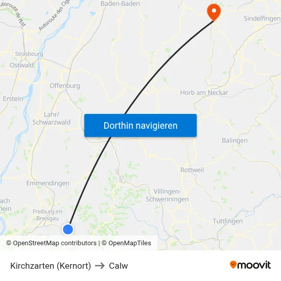 Kirchzarten (Kernort) to Calw map