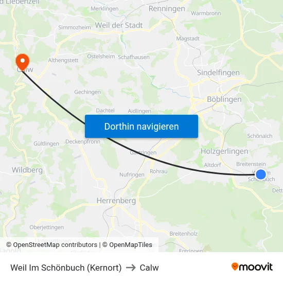 Weil Im Schönbuch (Kernort) to Calw map