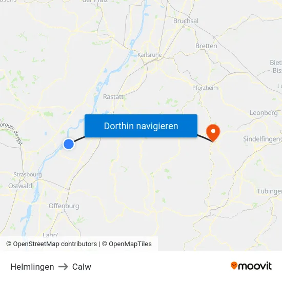 Helmlingen to Calw map