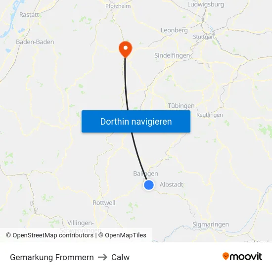 Gemarkung Frommern to Calw map