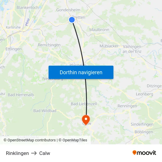 Rinklingen to Calw map