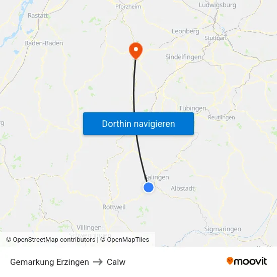 Gemarkung Erzingen to Calw map