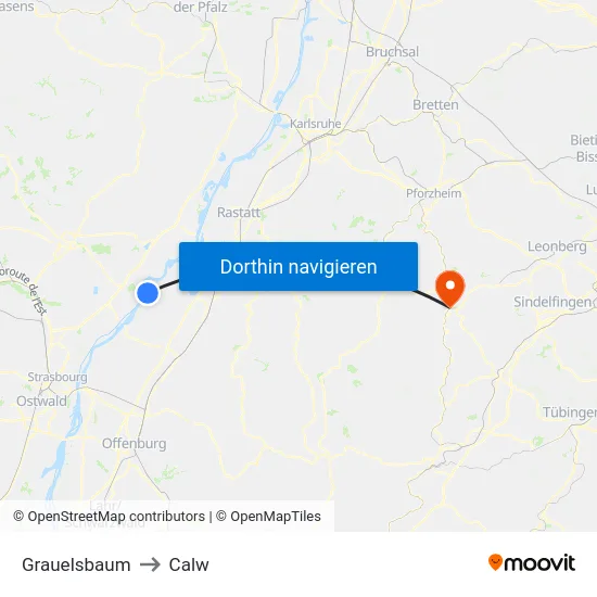 Grauelsbaum to Calw map