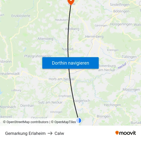 Gemarkung Erlaheim to Calw map