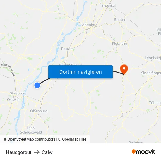 Hausgereut to Calw map