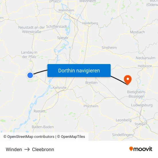 Winden to Cleebronn map