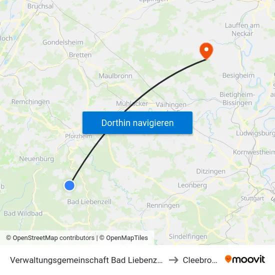 Verwaltungsgemeinschaft Bad Liebenzell to Cleebronn map