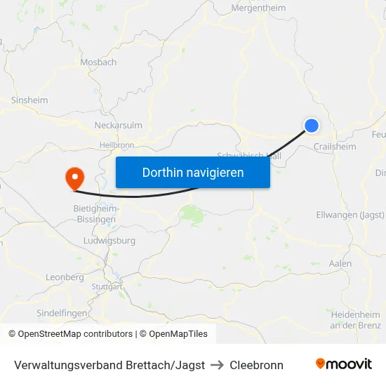 Verwaltungsverband Brettach/Jagst to Cleebronn map