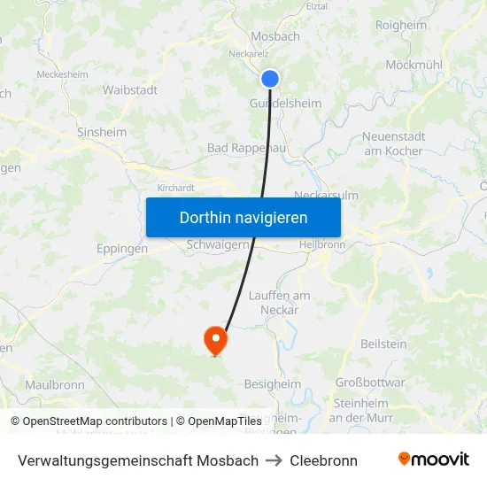 Verwaltungsgemeinschaft Mosbach to Cleebronn map