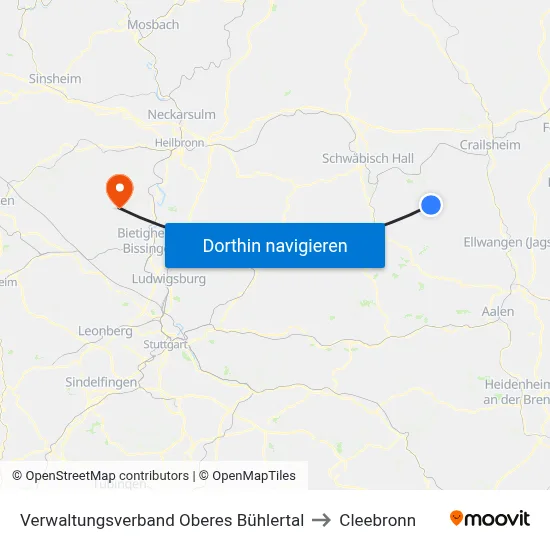 Verwaltungsverband Oberes Bühlertal to Cleebronn map