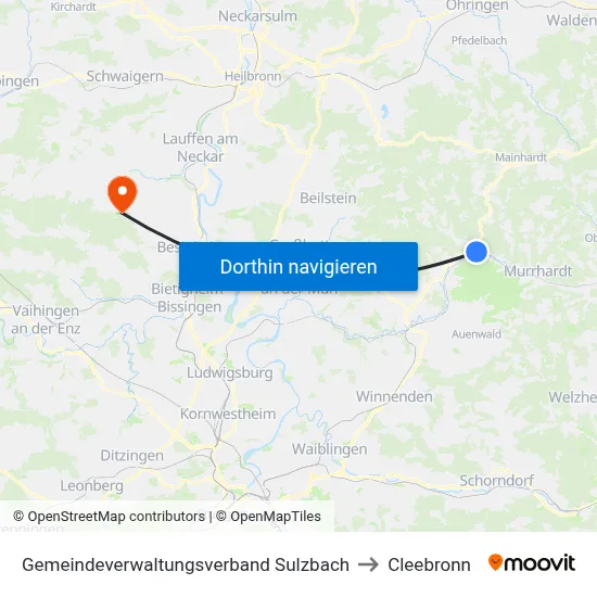 Gemeindeverwaltungsverband Sulzbach to Cleebronn map