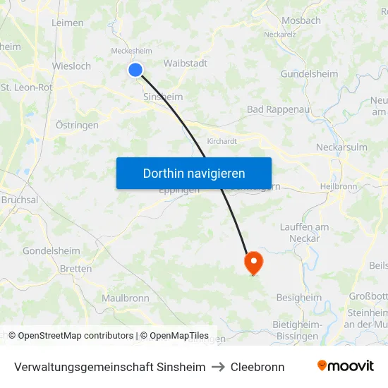Verwaltungsgemeinschaft Sinsheim to Cleebronn map