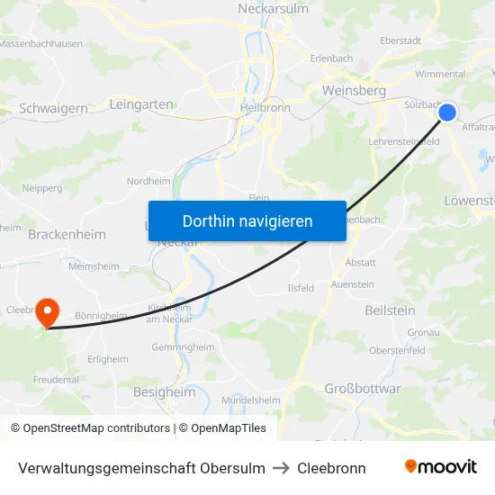 Verwaltungsgemeinschaft Obersulm to Cleebronn map