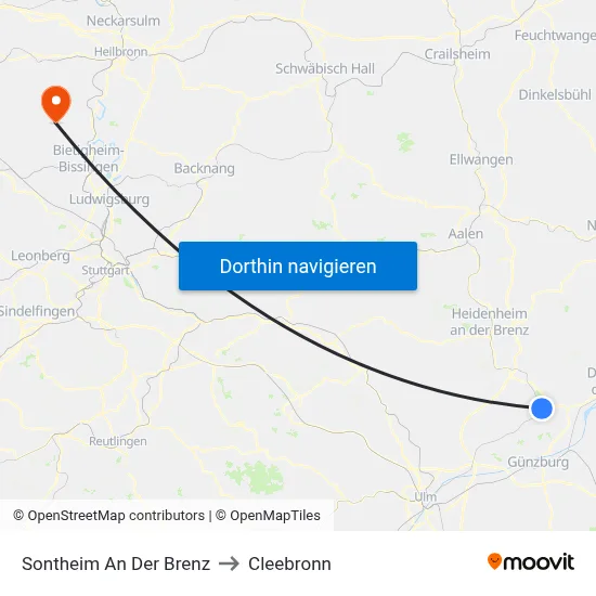 Sontheim An Der Brenz to Cleebronn map