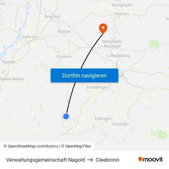 Verwaltungsgemeinschaft Nagold to Cleebronn map