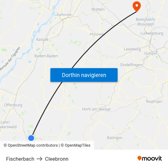 Fischerbach to Cleebronn map