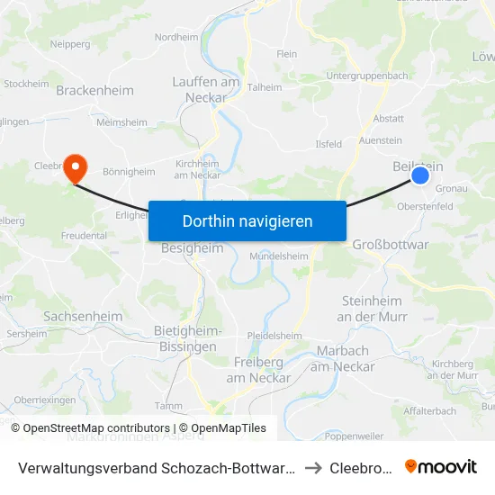 Verwaltungsverband Schozach-Bottwartal to Cleebronn map