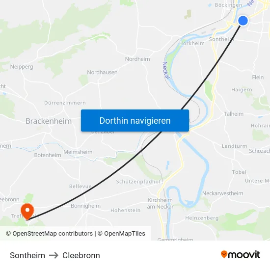 Sontheim to Cleebronn map