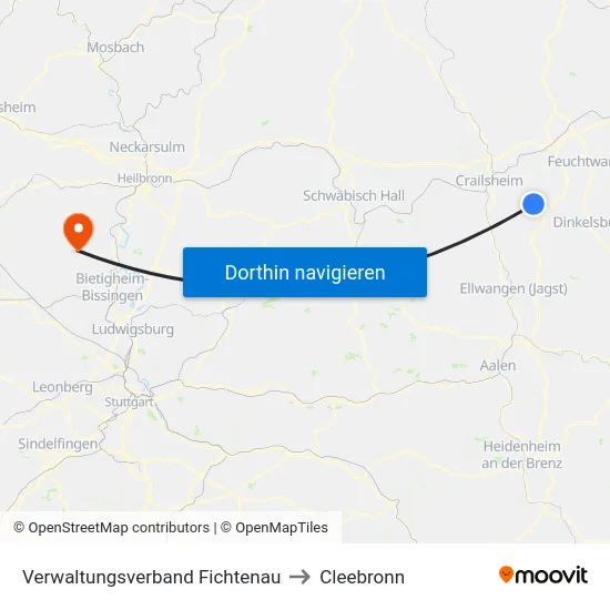 Verwaltungsverband Fichtenau to Cleebronn map