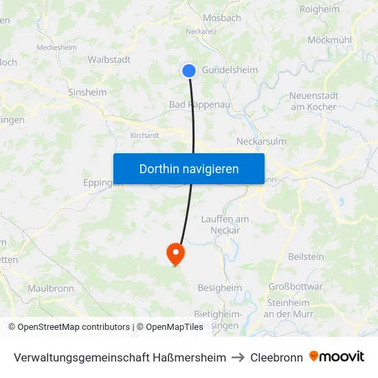 Verwaltungsgemeinschaft Haßmersheim to Cleebronn map