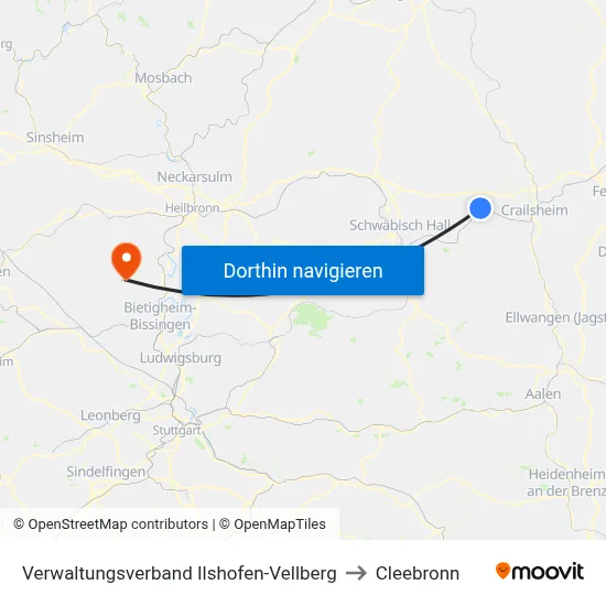 Verwaltungsverband Ilshofen-Vellberg to Cleebronn map