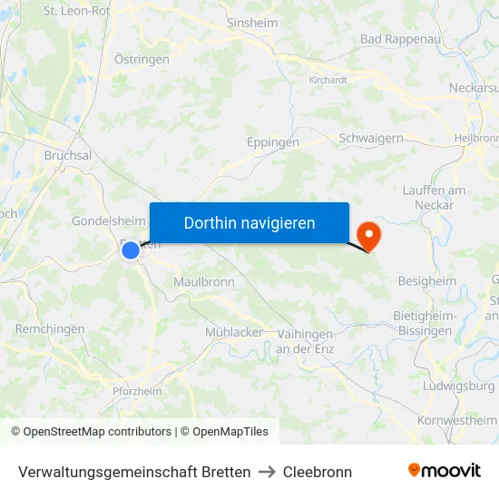 Verwaltungsgemeinschaft Bretten to Cleebronn map