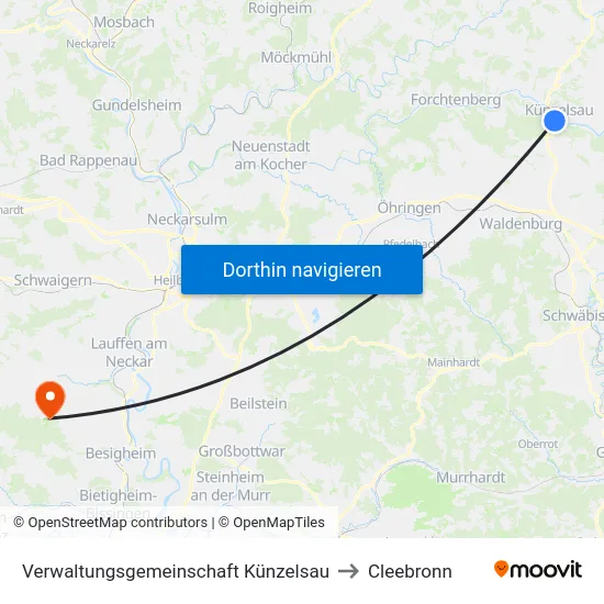 Verwaltungsgemeinschaft Künzelsau to Cleebronn map