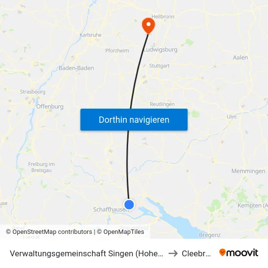 Verwaltungsgemeinschaft Singen (Hohentwiel) to Cleebronn map