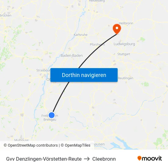 Gvv Denzlingen-Vörstetten-Reute to Cleebronn map