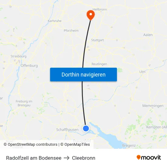 Radolfzell am Bodensee to Cleebronn map