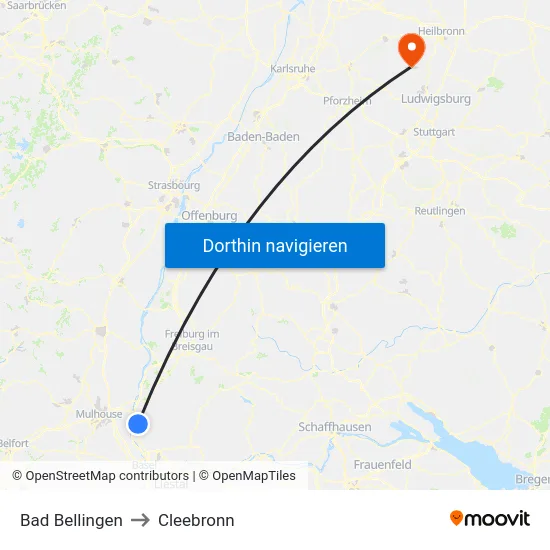 Bad Bellingen to Cleebronn map