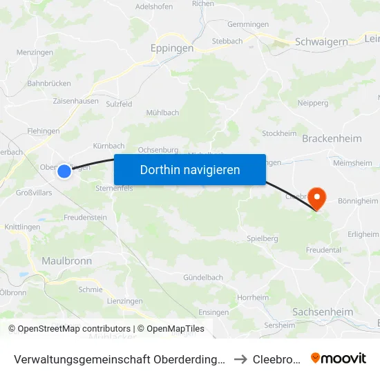 Verwaltungsgemeinschaft Oberderdingen to Cleebronn map
