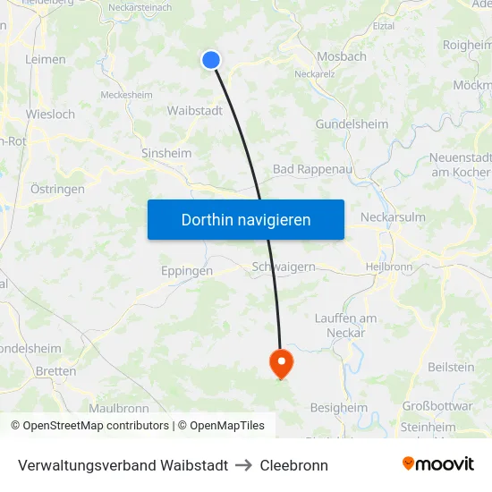 Verwaltungsverband Waibstadt to Cleebronn map