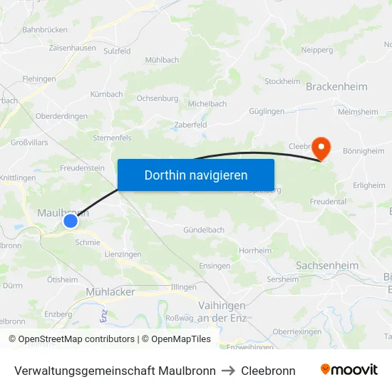 Verwaltungsgemeinschaft Maulbronn to Cleebronn map