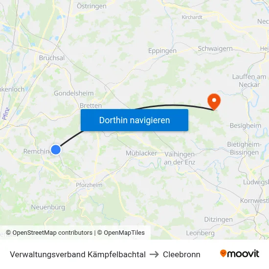 Verwaltungsverband Kämpfelbachtal to Cleebronn map