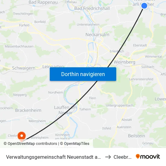 Verwaltungsgemeinschaft Neuenstadt am Kocher to Cleebronn map