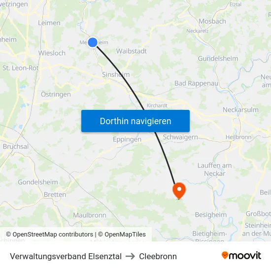 Verwaltungsverband Elsenztal to Cleebronn map