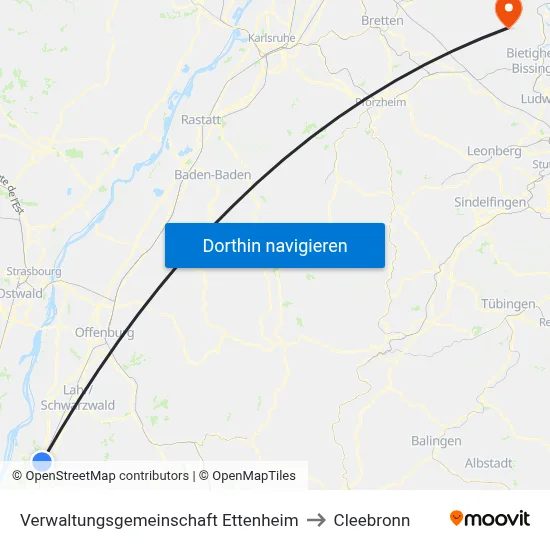 Verwaltungsgemeinschaft Ettenheim to Cleebronn map