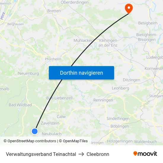 Verwaltungsverband Teinachtal to Cleebronn map