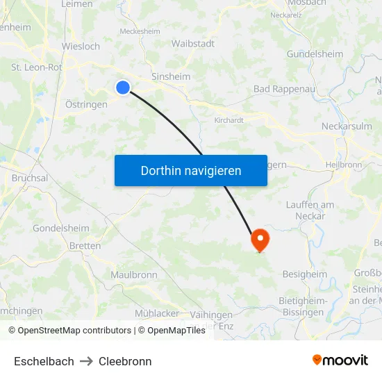 Eschelbach to Cleebronn map